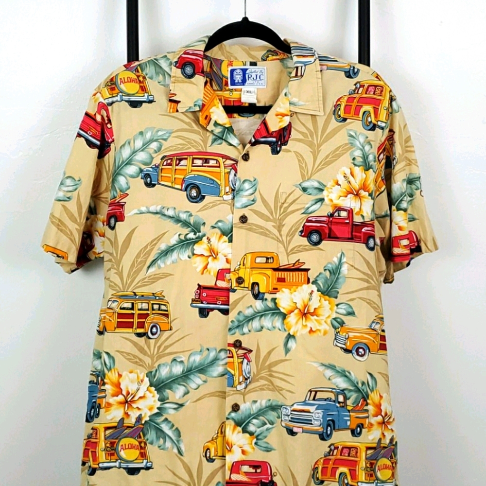Vintage RJC Hawaii Shirt Men Size XL Button Up Cotton Aloha Tropical Beach Style